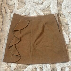 J. Crew Brown Ruffled Pencil Skirt Mini Work